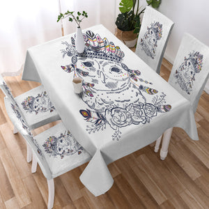 Feather & Floral Owl Sketch SWZB3695 Waterproof Tablecloth