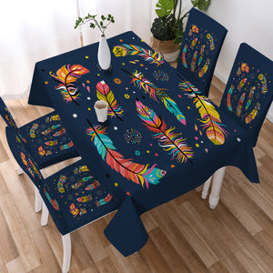 Colorful Feather & Dot SWZB3697 Waterproof Tablecloth