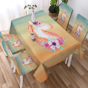 Pastel Floral Unicorn SWZB3702 Waterproof Tablecloth