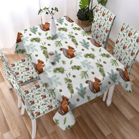 Image of Squirrel and Chestnut Monogram SWZB3739 Waterproof Tablecloth