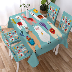 Cute Cartoon Alpacas SWZB3741 Waterproof Tablecloth