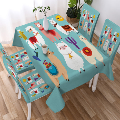 Image of Cute Cartoon Alpacas SWZB3741 Waterproof Tablecloth