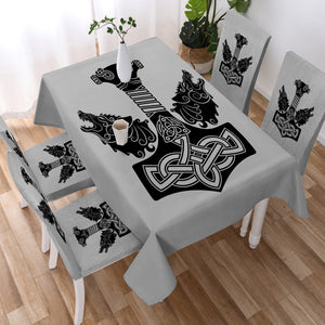 B&W Wolf Knife Warrior Logo SWZB3742 Waterproof Tablecloth