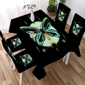 Neon Green and Blue Gradient Butterfly Illustration SWZB3751 Waterproof Tablecloth
