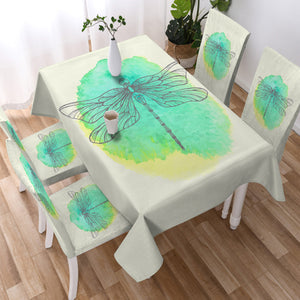 Light Green Spray and Butterfly Line Sketch SWZB3753 Waterproof Tablecloth