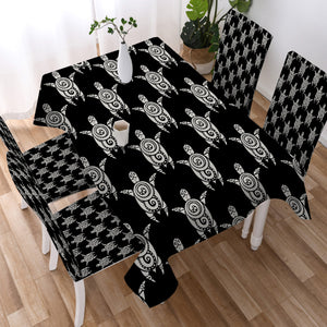 Black & Grey Mandala Turtle Monogram SWZB3861 Waterproof Tablecloth