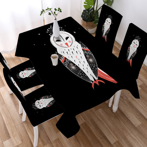 Image of White Red Female Owl SWZB3863 Waterproof Tablecloth