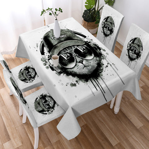 Image of Swag Sunglass Music Headphone Cat SWZB3880 Waterproof Tablecloth