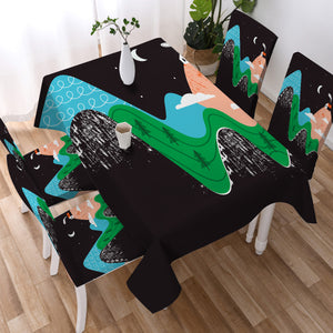Cute Landscape On Mountain Illustration SWZB3884 Waterproof Tablecloth