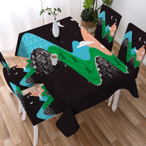 Image of Cute Landscape On Mountain Illustration SWZB3884 Waterproof Tablecloth