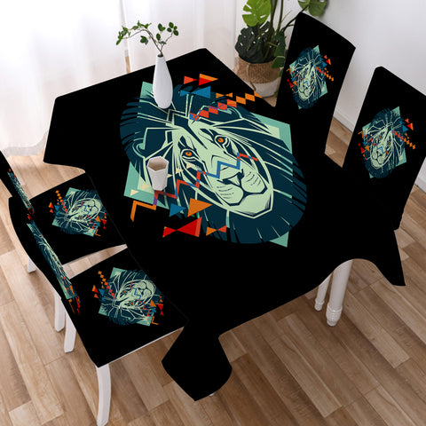 Image of Lion Triangle Geometric Illustration SWZB3917 Waterproof Tablecloth