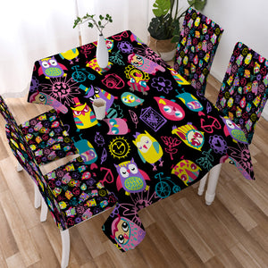 Cute Colorful Owls Cartoon SWZB3920 Waterproof Tablecloth
