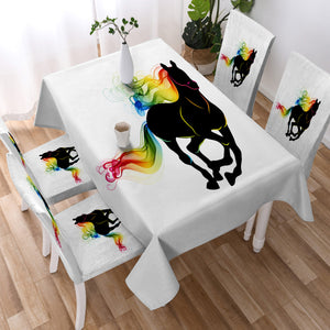 Rainbow Gradient Color Horse SWZB3921 Waterproof Tablecloth