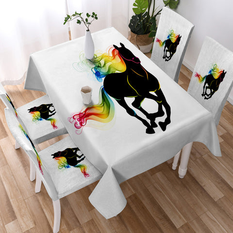 Image of Rainbow Gradient Color Horse SWZB3921 Waterproof Tablecloth