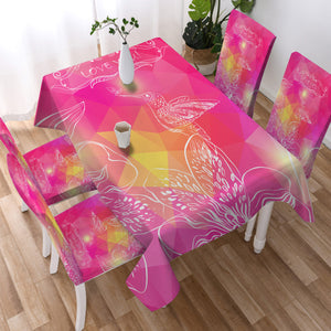 Love You Bird On Flower Pink Theme SWZB3924 Waterproof Tablecloth