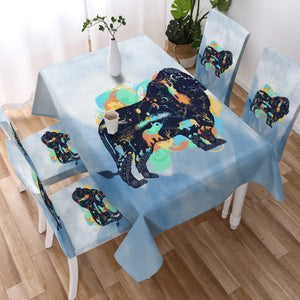 Lion - Watercolor Pastel Animal Theme SWZB3931 Waterproof Tablecloth