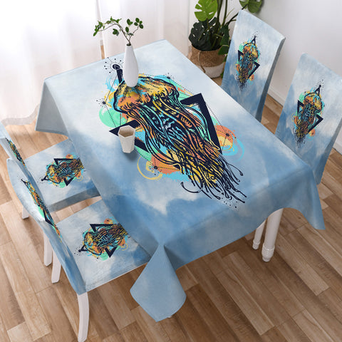 Image of Octopus Triangle - Watercolor Pastel Theme SWZB3933 Waterproof Tablecloth