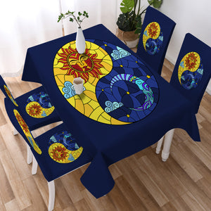Yin Yang Sun & Moon Geometric SWZB3940 Waterproof Tablecloth