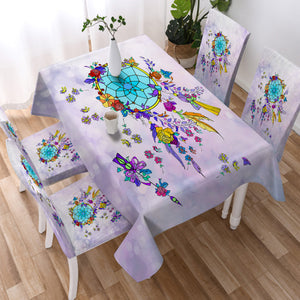 Multicolor Floral Dream Catcher Purple SWZB3942 Waterproof Tablecloth