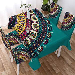 Colorful Geometric Cartoon Mandala Turquoise Theme SWZB4098 Waterproof Tablecloth