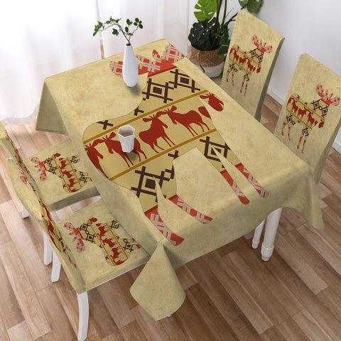 Image of Reindeer Aztec Pattern SWZB4099 Waterproof Tablecloth