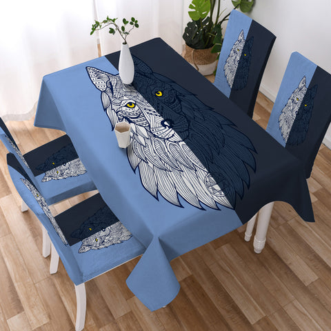 Image of 2-tone Geometric Gray Wolf SWZB4109 Waterproof Tablecloth
