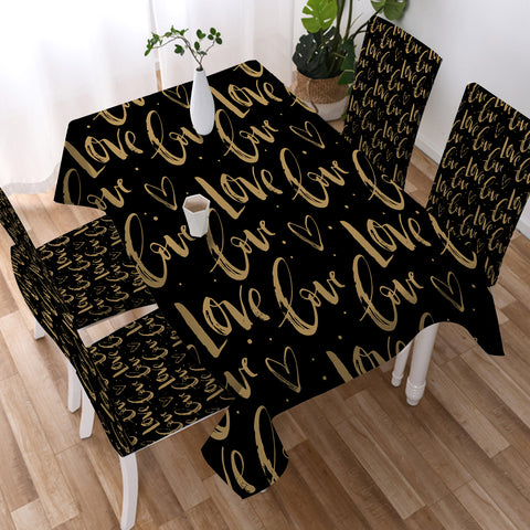 Image of Golden Love Text SWZB4111 Waterproof Tablecloth