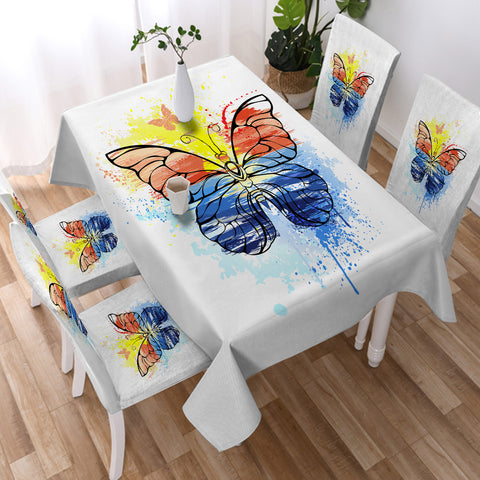 Image of Ocean Watercolor Print Butterfly SWZB4114 Waterproof Tablecloth