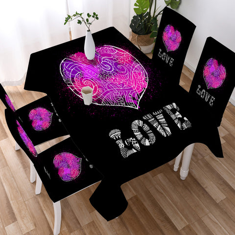 Image of Heart Love Mandala Pattern SWZB4117 Waterproof Tablecloth