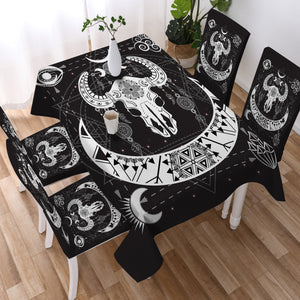 B&W Zodiac Buffalo Skull SWZB4119 Waterproof Tablecloth