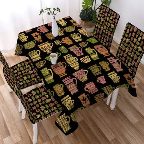 Image of Vintage Ceramic Aztec Pattern SWZB4123 Waterproof Tablecloth
