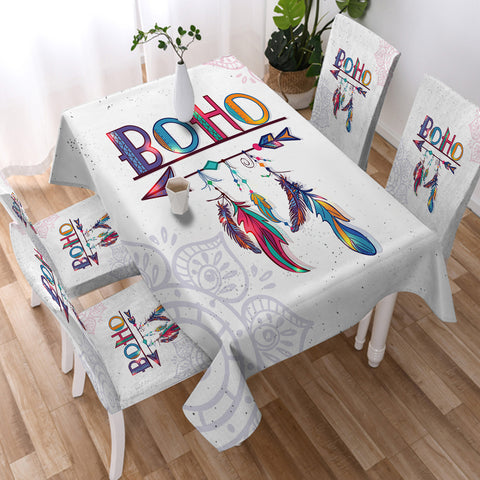 Image of Boho Feather Lotus Mandala SWZB4219 Waterproof Tablecloth