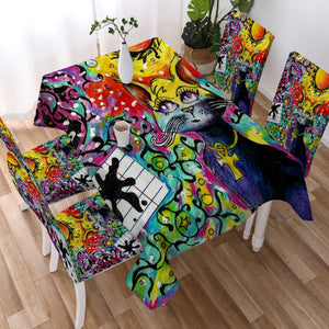 Colorful Curves Art Cat  SWZB432 Waterproof Tablecloth