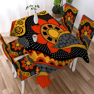 Colorful Modern Japanese Art Mandala Black SWZB4235 Waterproof Tablecloth