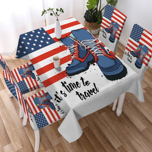 USA It's Time To Travel SWZB438 Waterproof Tablecloth