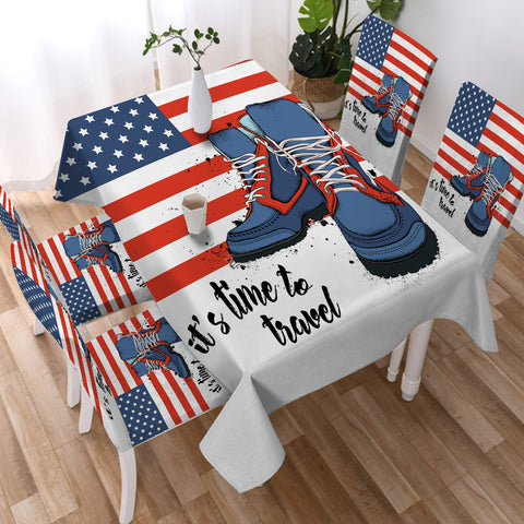 Image of USA It's Time To Travel SWZB438 Waterproof Tablecloth