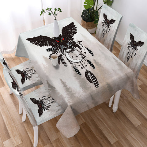 Image of Dark Owl Dream Catcher Forest  SWZB4241 Waterproof Tablecloth