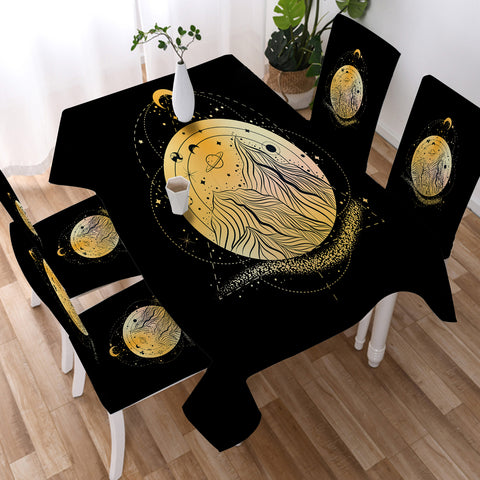 Image of Golden Galaxy Illustration Triangle Zodiac SWZB4242 Waterproof Tablecloth