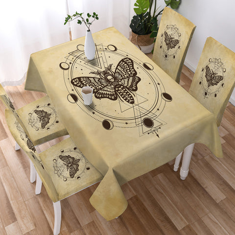 Image of Old School Skull Butterfly Zodiac SWZB4245 Waterproof Tablecloth