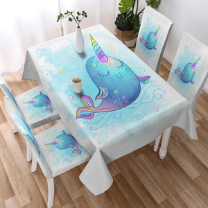 Cute Cartoon Unicorn Whale SWZB4285 Waterproof Tablecloth