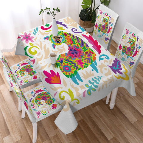 Image of Colorful Mandala Cute Alapaca SWZB4286 Waterproof Tablecloth