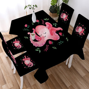 Cute Floral Pink Octopus SWZB4287 Waterproof Tablecloth