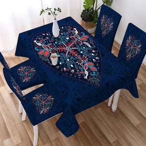 Vintage Mandala Heart Pattern SWZB4290 Waterproof Tablecloth