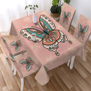 Vintage Butterfly Floral Pink Theme SWZB4291 Waterproof Tablecloth