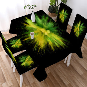 Green & Yellow Splash Black Theme SWZB4301 Waterproof Tablecloth