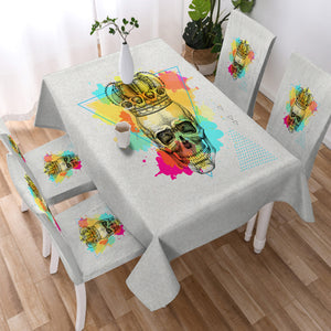 Watercolor Splash King Crown Skull SWZB4319 Waterproof Tablecloth