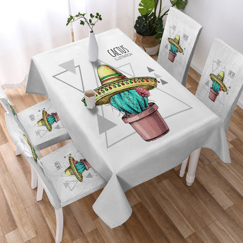 Image of Tiny Cartoon Cactus Triangle Illustration  SWZB4325 Waterproof Tablecloth