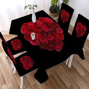 Roses in Heart Pattern SWZB4329 Waterproof Tablecloth