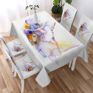 Ballet Dancing Lady Watercolor Painting SWZB4333 Waterproof Tablecloth