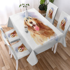 Happy Golden Retriever Watercolor Painting SWZB4335 Waterproof Tablecloth